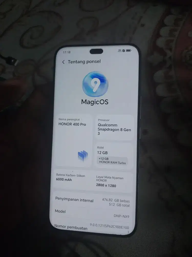 Honor 400 pro resmi 12/512 fullset tt/bt