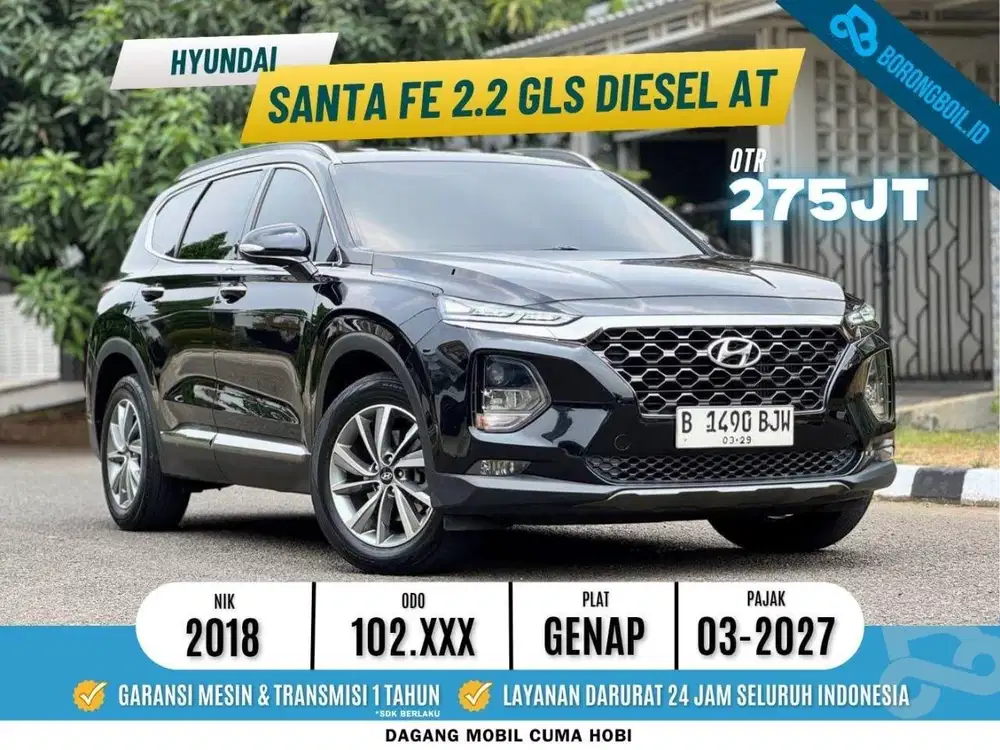 TERMURAH HYUNDAI SANTA FE 2.2 GLS CRDi DIESEL AT 2018 HITAM ISTIMEWA