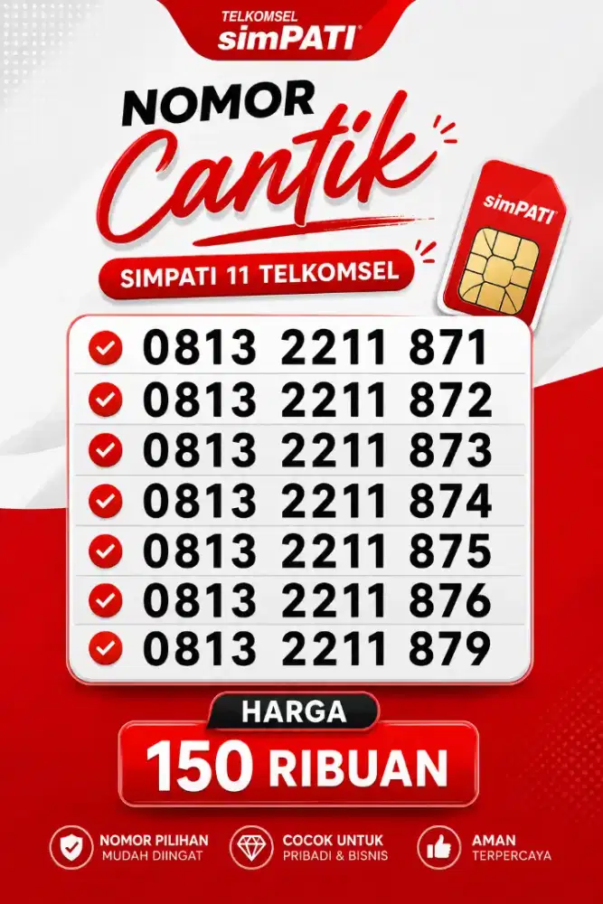 Nomor cantik pilihan telkomsel simpati 11 digit rapih