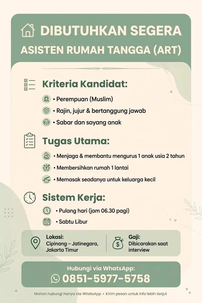 Lowongan kerja ART