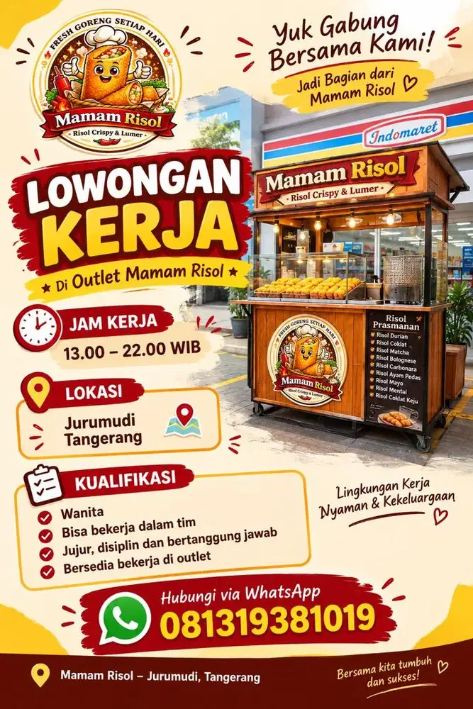 Loker / Lowongan kerja Outlet Risol jurumudi Tangerang alfamart
