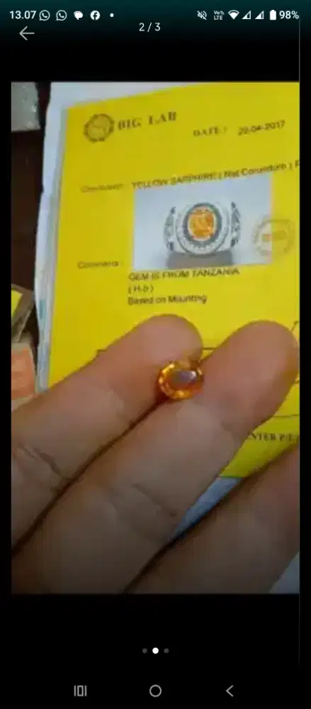 Dijual batu permata buat cincin ada memo LKP
