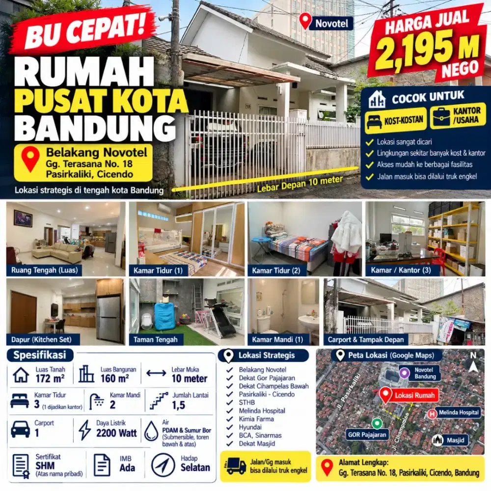 BU Cepat! Jarang Ada! Rumah Pusat Kota Bandung