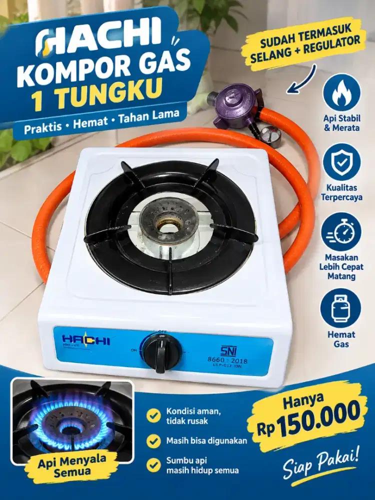 Kompor Hachi dengan selang regulator