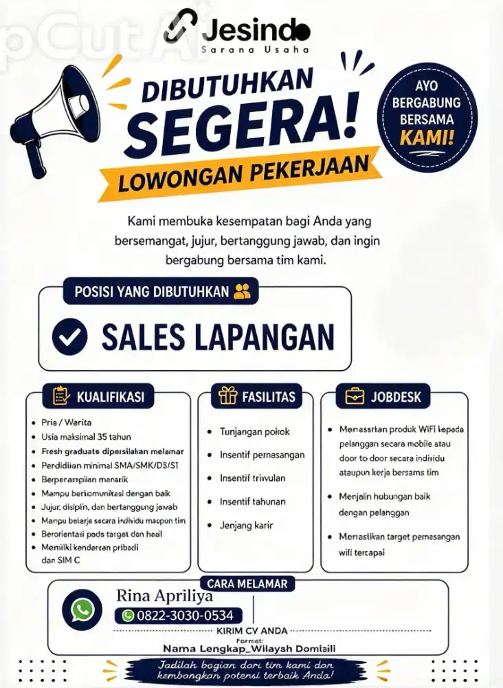 LOWONGAN KERJA SALES Wifi