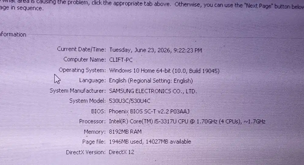 Laptop samsung i5 ram8 minus