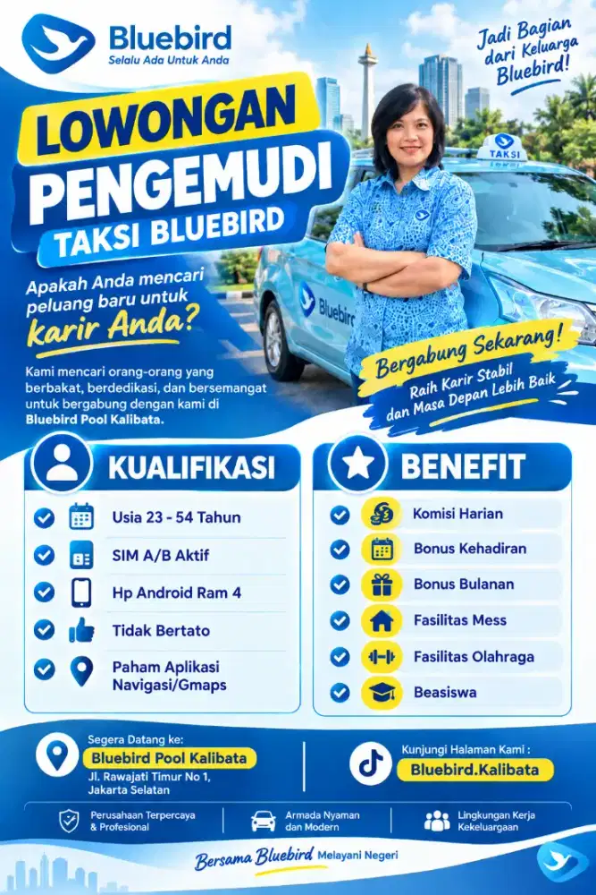 LOWONGAN DRIVER POOL BLUEBIRD KALIBATA