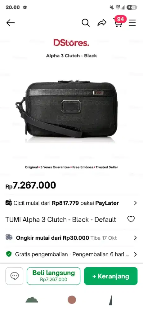 Preloved clutch tumi alpha 3 triple zipper