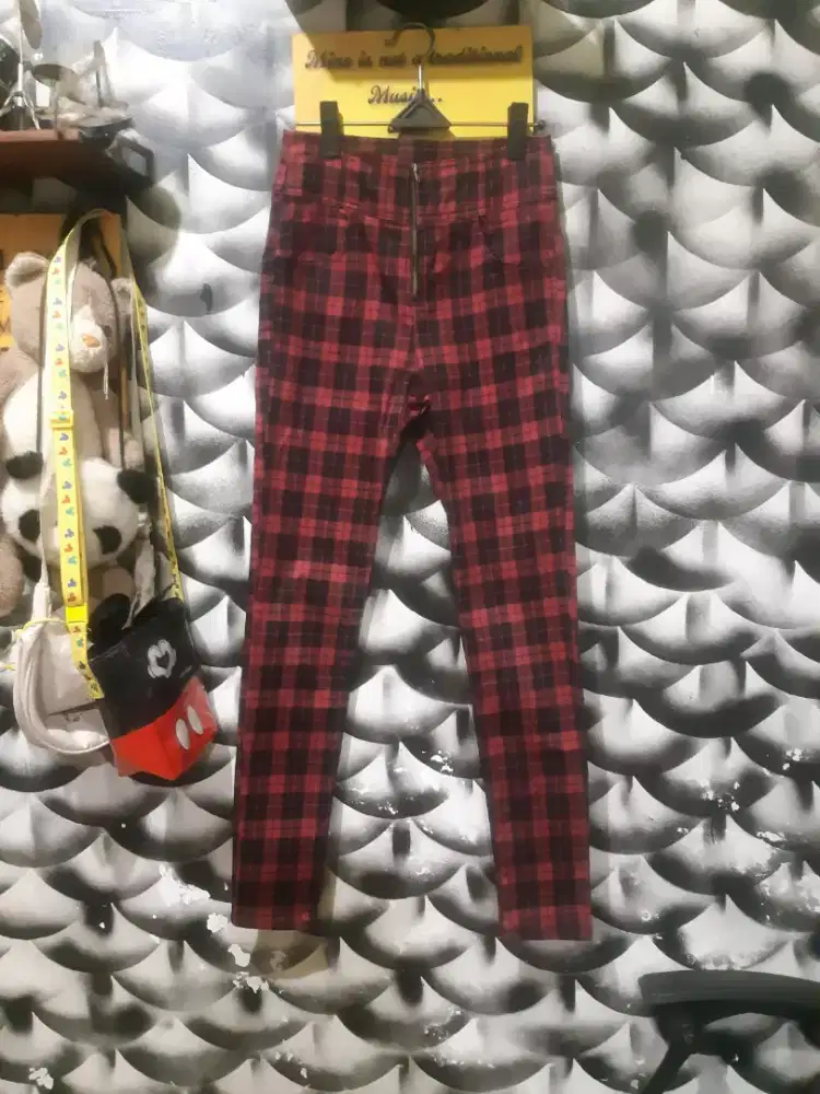 Colza premium brand skinny plaid pants celana kotak2 preloved