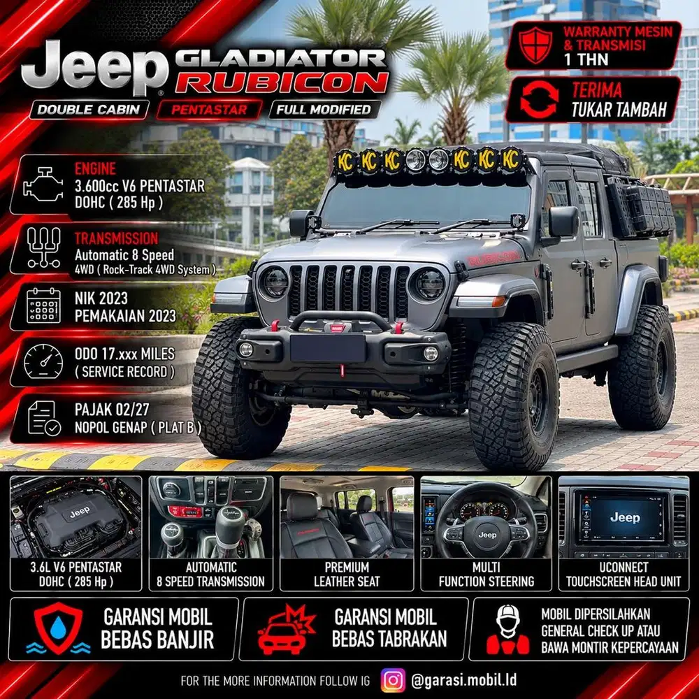 Jeep Gladiator Rubicon Double Cabin 2023 / Pentastar / Full Modifed