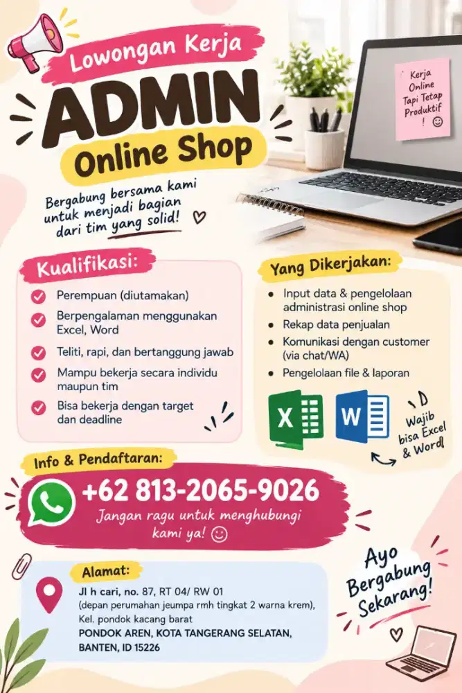 Lowongan Kerja admin online shop
