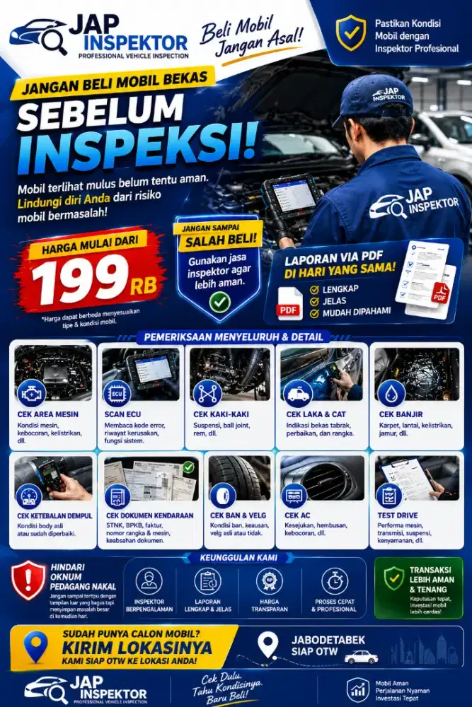 Jasa Cek Mobil Second - Jasa Inspeksi mobil Bekas