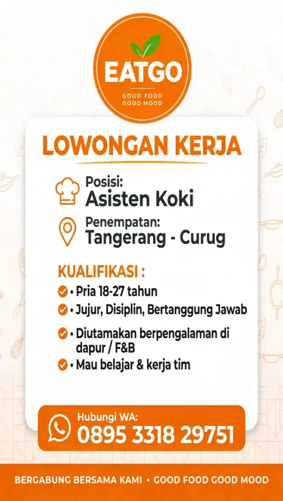 lowongan asisten koki