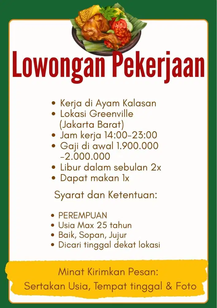 Lowongan kerja ayam kalasan