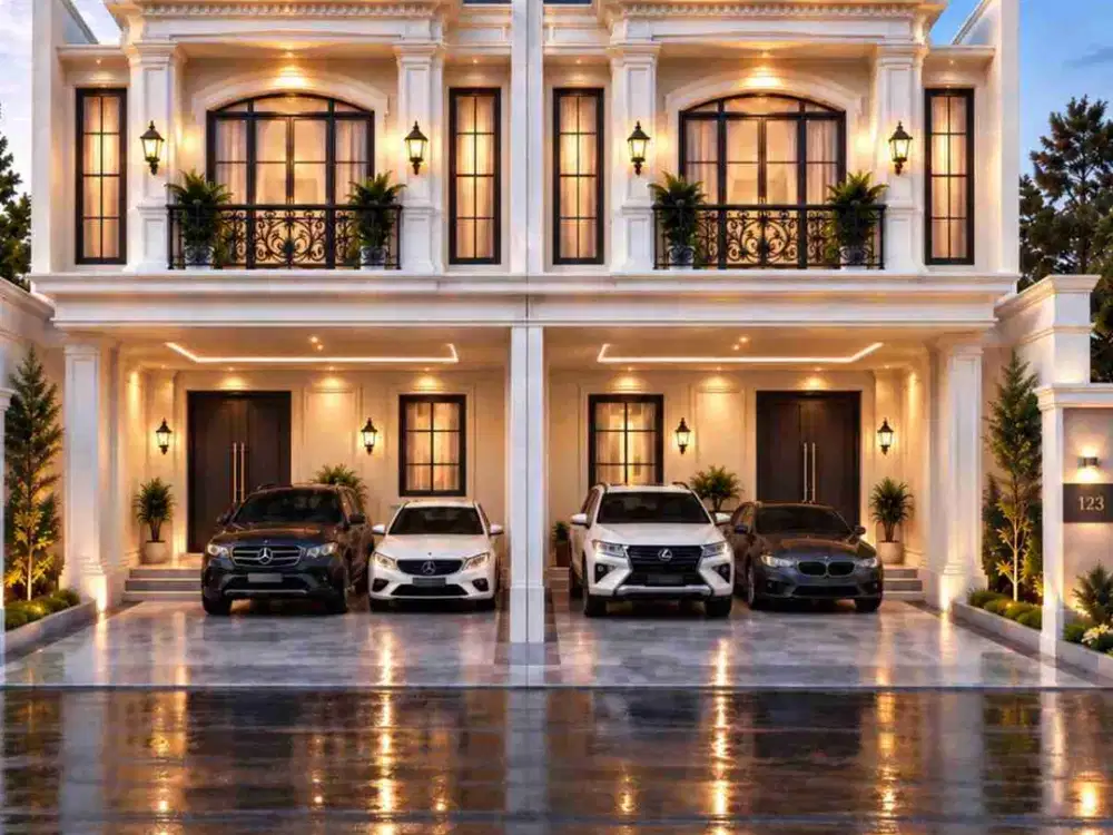 rumah cantik 2 lt model american classic carport 2 lantai banyak bonus dan jalan sangat longgar daerah blimbing dekat sawojajar