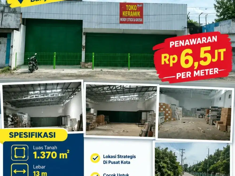 Dijual Tanah & Bangunan Lokasi Strategis Banyuanyar,Surakarta Luas 1370m2