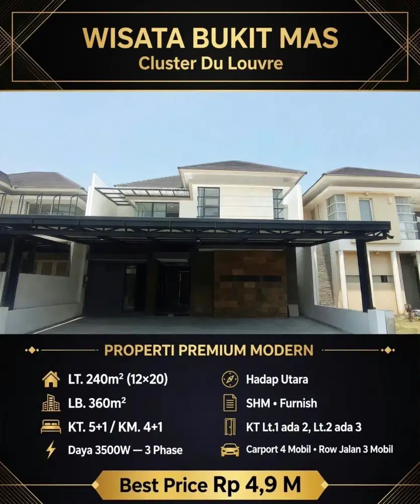 DIJUAL RUMAH WISATA BUKIT MAS DU LOUVRE FURNISHED TERFAVORIT!
