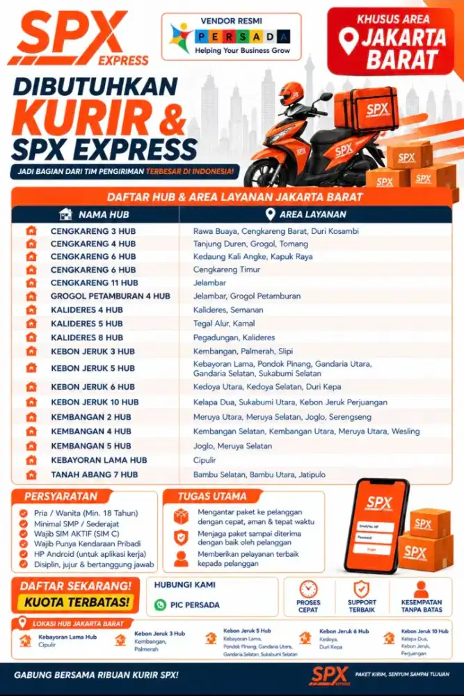 LOWONGAN KERJA KURIR DELIVERY SHOPPE EXPRESS - JAKARTA BARAT