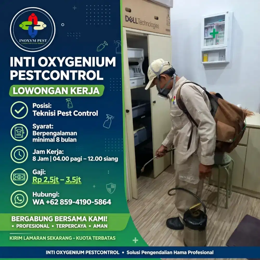 Di butuhkan karyawan teknisi pest control