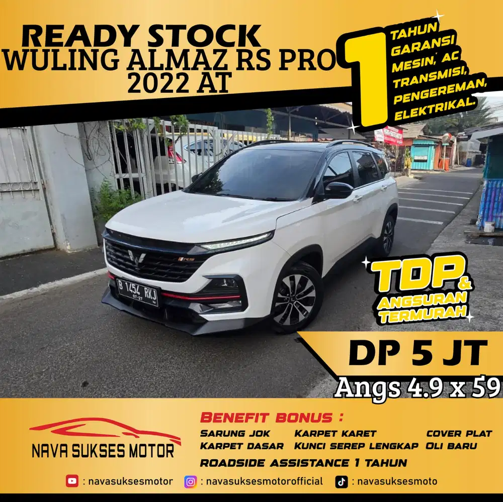 TDP 5 Jt Angs Termurah Wuling Almaz RS Pro 2022 Matic Putih Low Km