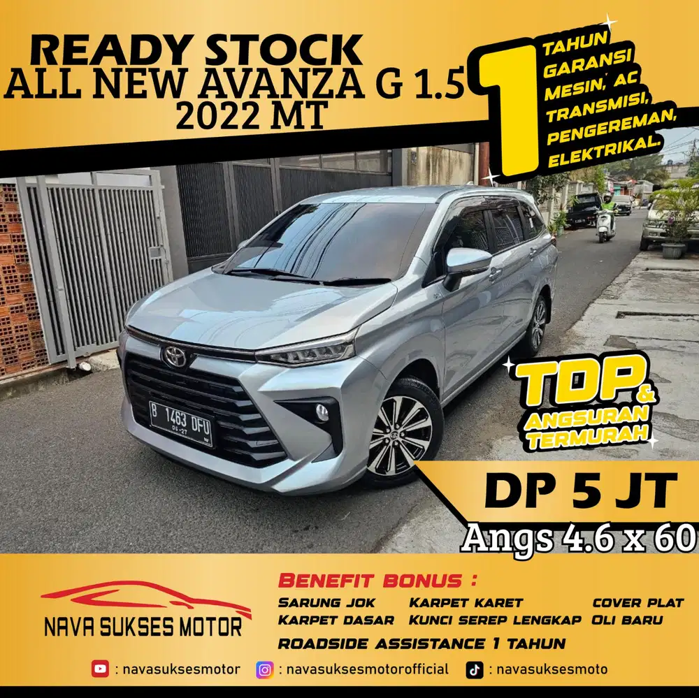 TDP 5 Jt Angs Termurah All New Avanza G 1.5 2022 Manual Silver Low Km