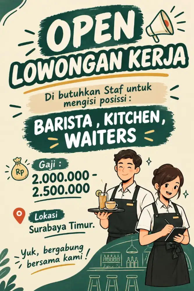 Open Lowongan Kerja Barista,Waiters