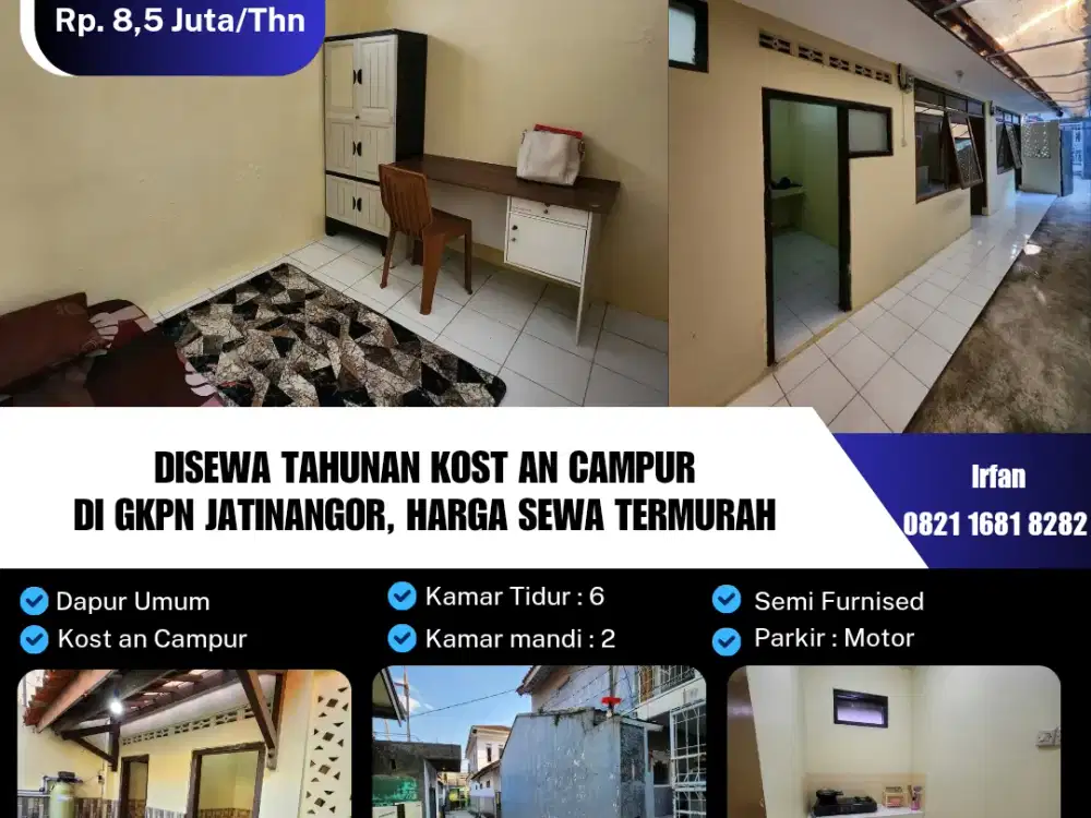 Disewa Tahunan Kost an Campur
Di GKPN Jatinangor, Harga Sewa Termurah