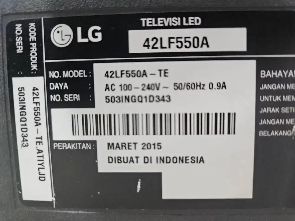 Jual TV lcd LG 42 inch 42LF550A