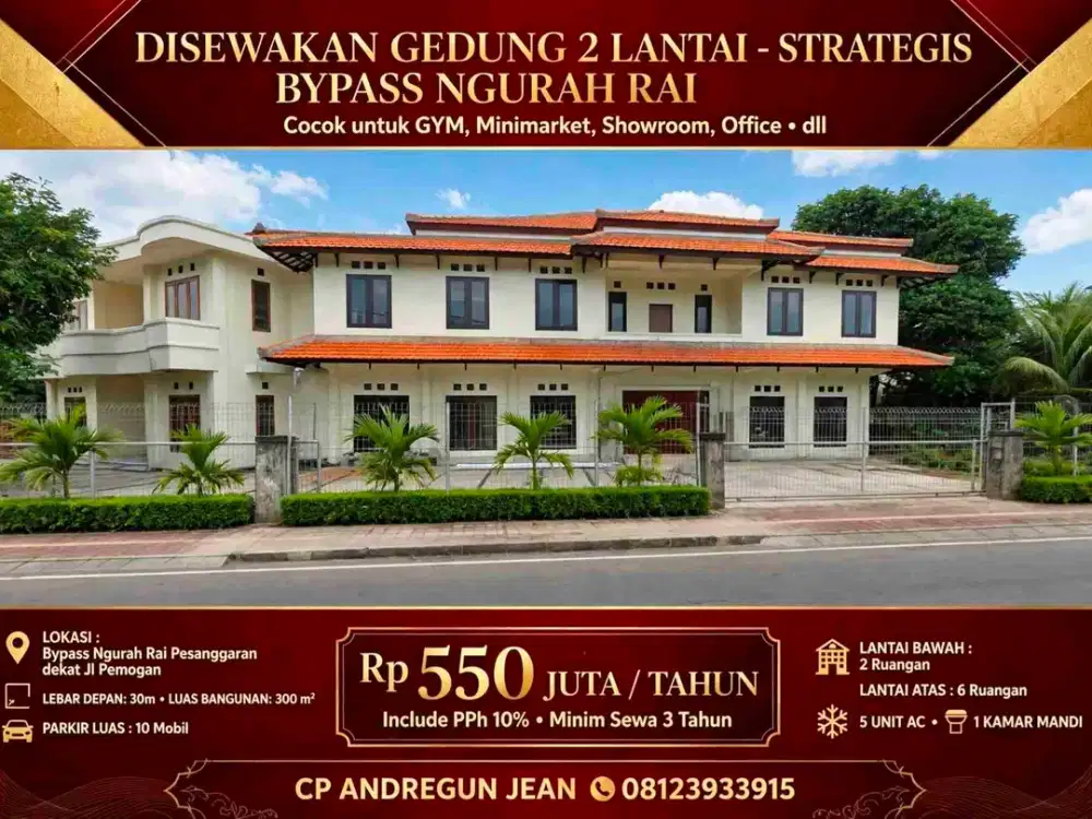 sewakan Gedung 2 lantai 3 are di By Pass Ngurah Rai Pemogan denpasar