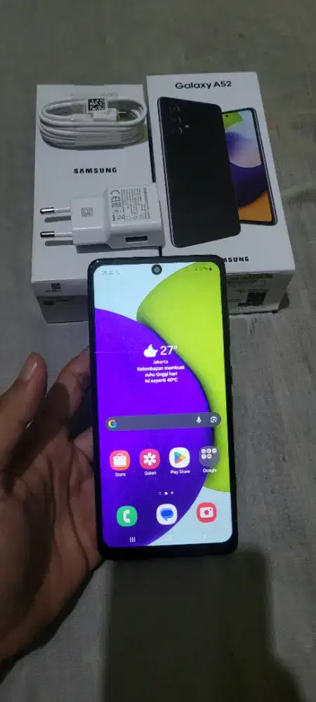 Hp Second Murah RAM 8/256 GB SAMSUNG A52 FULLSET HITAM