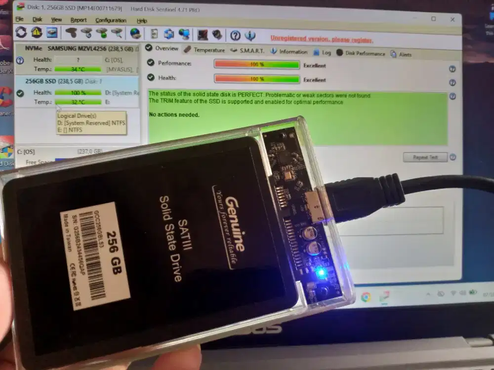 Jual SSD Sata 256GB Udah ada Isi Windows 10 Siap Pakai No Minus Lancar
