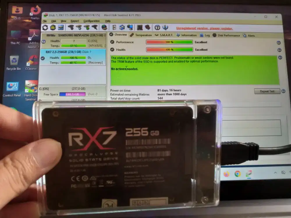 Jual SSD Sata 255GB Udh Ada Isi Windows 10 Siap Pakai No Minus