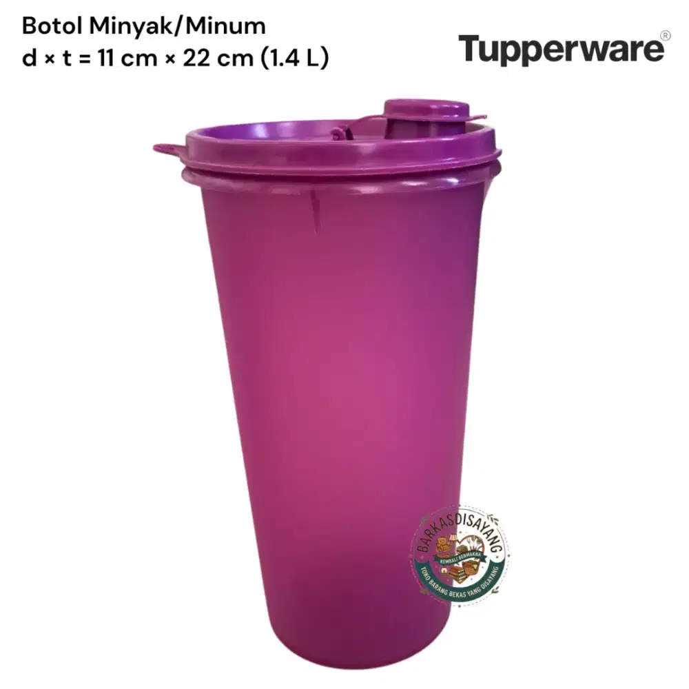 JUAL MURAH BOTOL MINYAK BOTOL MINUM TUPPERWARE 1.4L WARNA UNGU MAGENTA