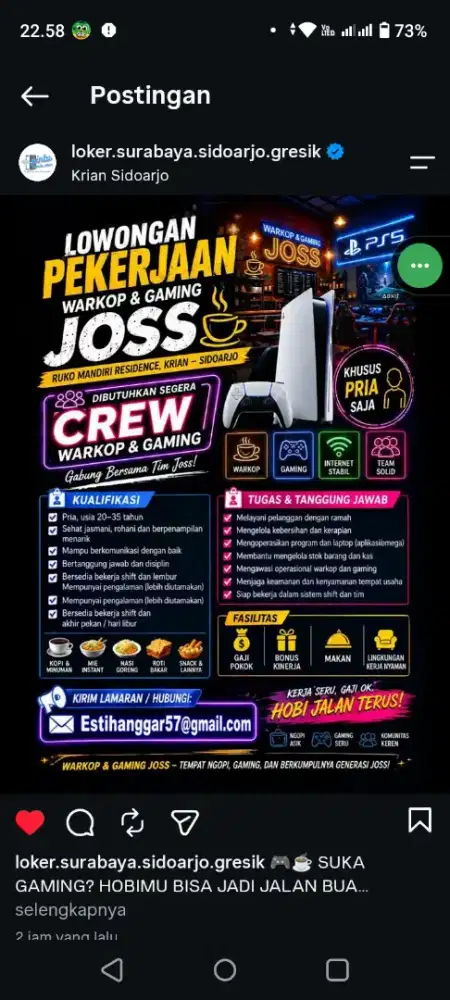 Hiring Crew Warkop Gaming Joss