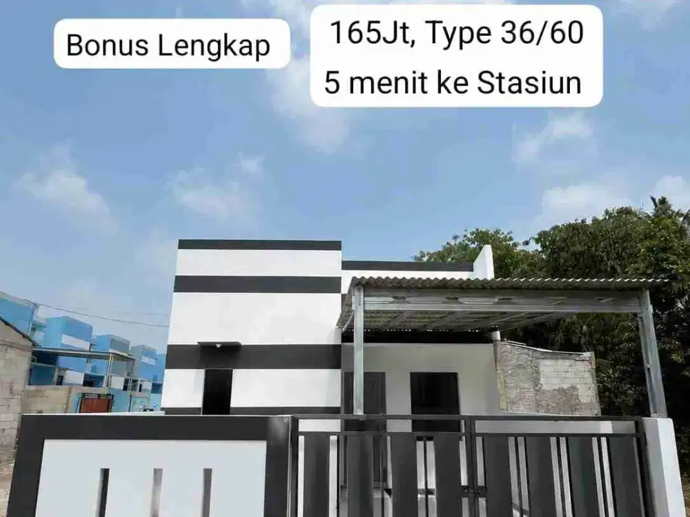 Rumah Murah 165jt Bonus Lengkap Type 36/60 Hanya 5 menitan Ke Stasiun