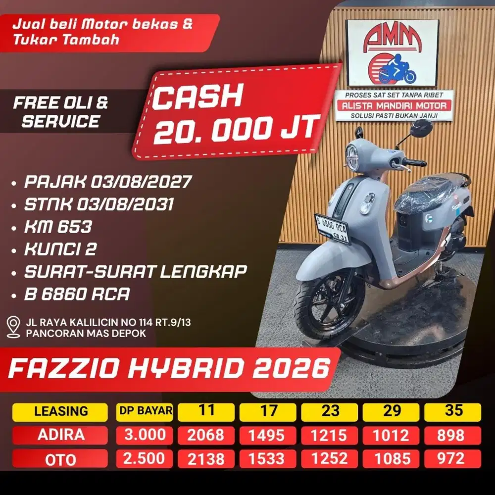 FAZZIO NEO HYBRID 2026 KUNCI 2 PAJAK HIDUP CASH / KREDIT ALISTA