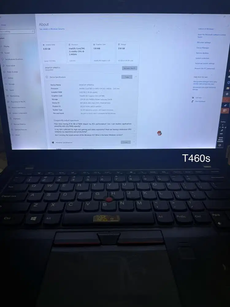 Laptop lenovo thinkpad t460s i5-6 dan t470s i5-7