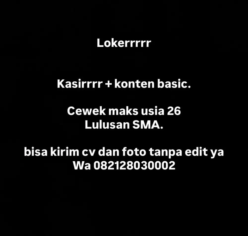 Loker Kasir resto.
