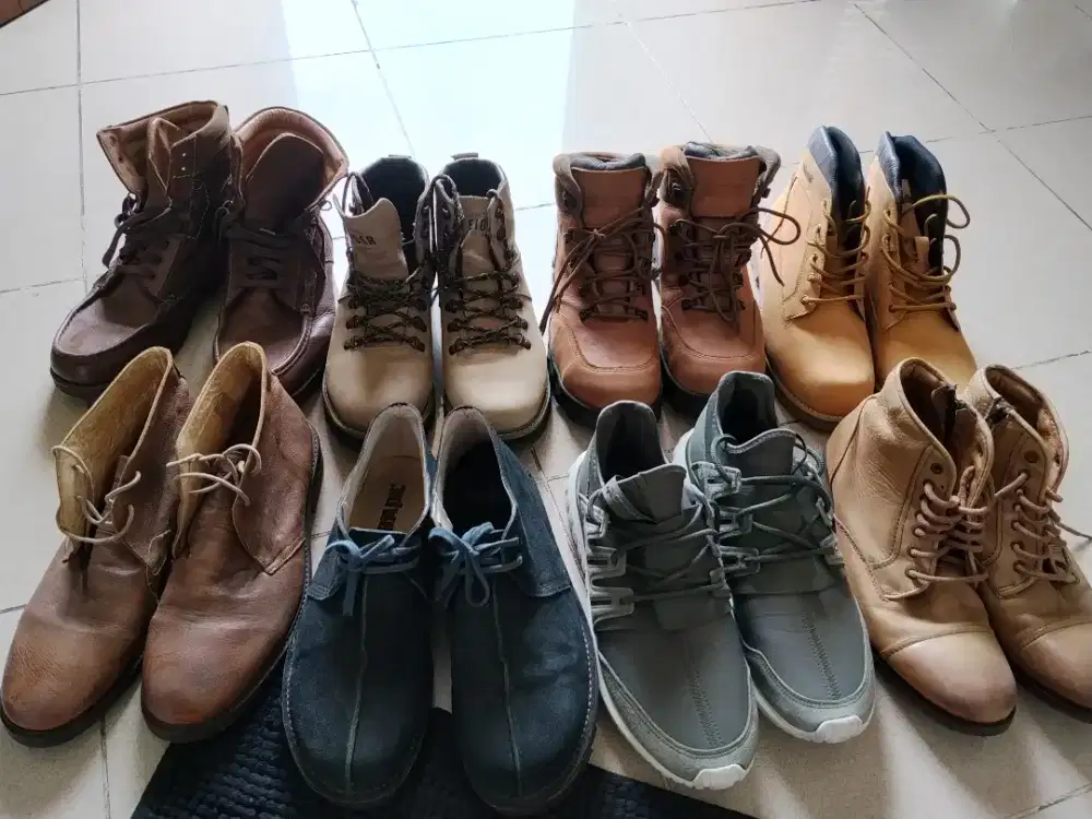 Jual borongan sepatu boots kulit branded