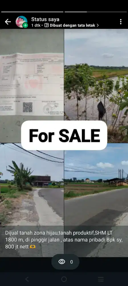 Dijual tanah produktif SHM