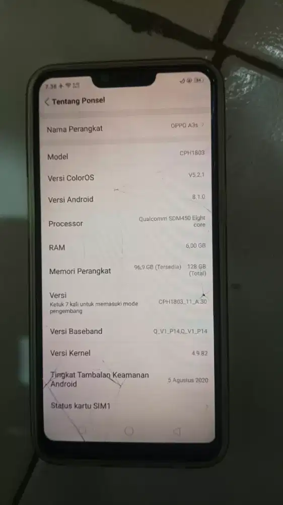 Oppo A3S Ram 6GB/128gb