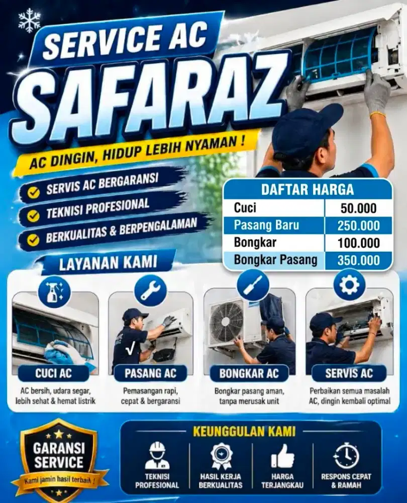 Service ac, bongkar pasang bergaransi