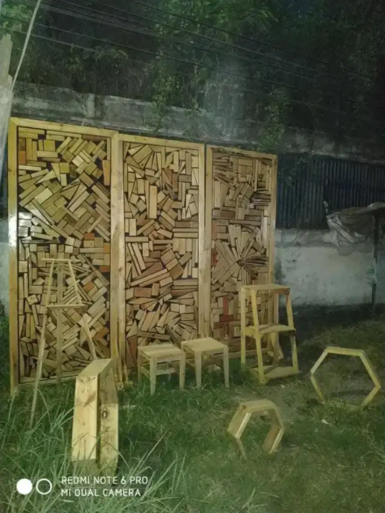 DEKOR TAMAN RUMAH WARUNG WARKOP MEJA KURSI KAYU JATI BELANDA