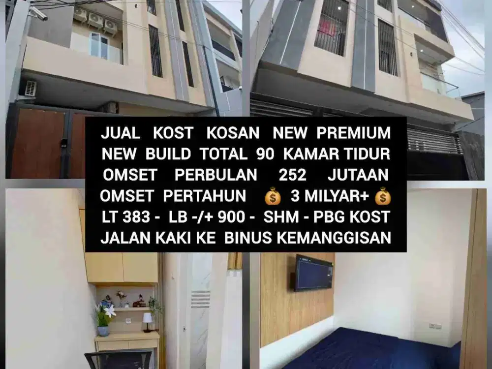JUAL KOST KOSAN NEW PREMIUM 90 KAMAR AREA BINUS KEMANGGISAN PALMERAH