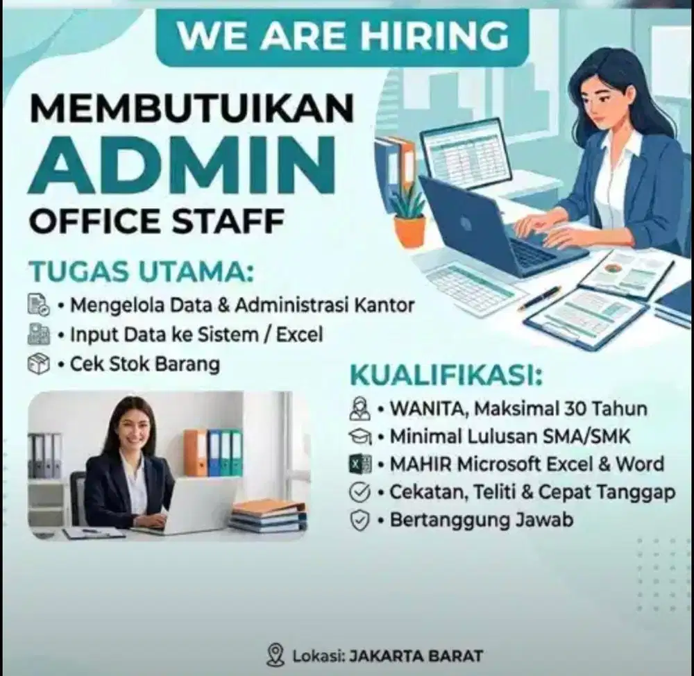 Dibutuhkan Admin Input Data Office (Wanita)