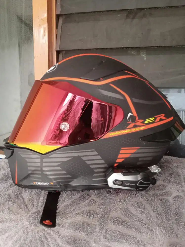 DIJUAL HELM FULL FACE KYT R2R + Interkom Retouch x3