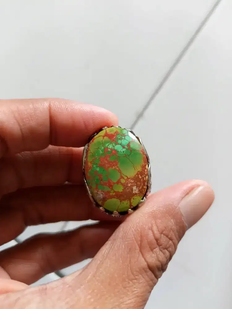 Batu Cincin Akik Permata Natural Turquoise Pirus Persia Hijau Gradasi