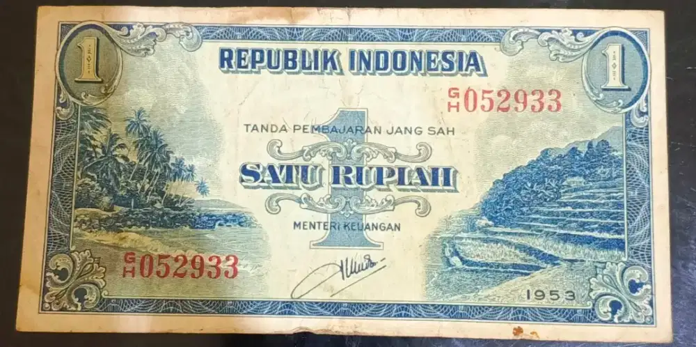 uang kuno 1 rupiah th 1953