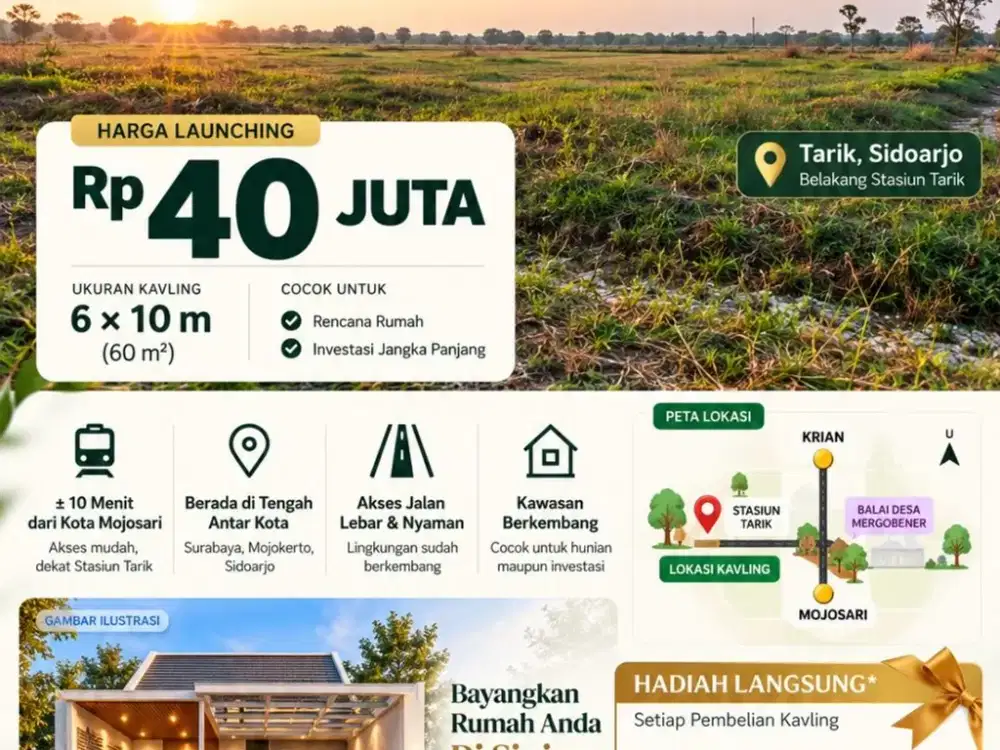 Tanah Kavling 40jt an di Sidoarjo