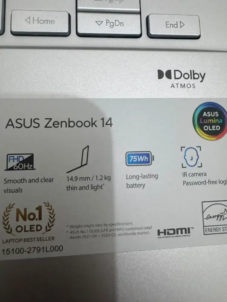 ASUS Zenbook 14 OLED, Ultra 5 255H RAM 16 / 1 TB like new